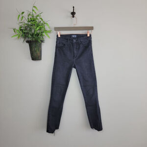 A&F Abercrombie Fitch Simone High Rise Ankle Skinny Jeans Chewed Black Gray 00 S